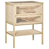 PawHut Jaula de Madera para Hámster Ratones Casa de Juegos con 5 Plataformas Rampa Techo Abatible...